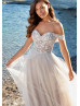 Detachable Straps Beaded Sequins Pearls Most Beautiful Wedding Dress